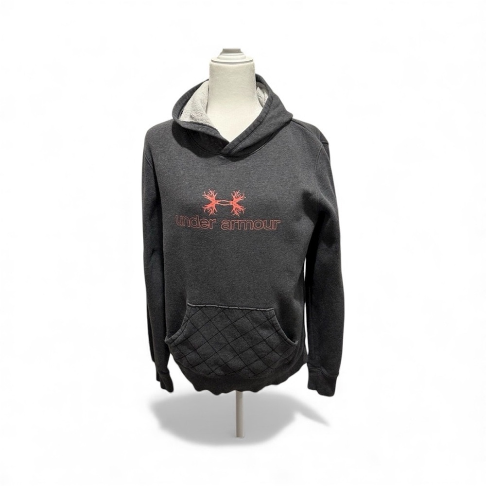 Under Armour Women’s Gray Sweatshirt with Coral Color Logo Medium